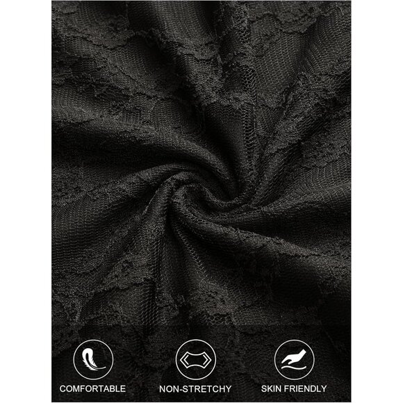 Women's Lace Bodycon Dress Long Sleeve Square Neck Ruffle Hem for Wedding and Pa - Picture 5 of 8